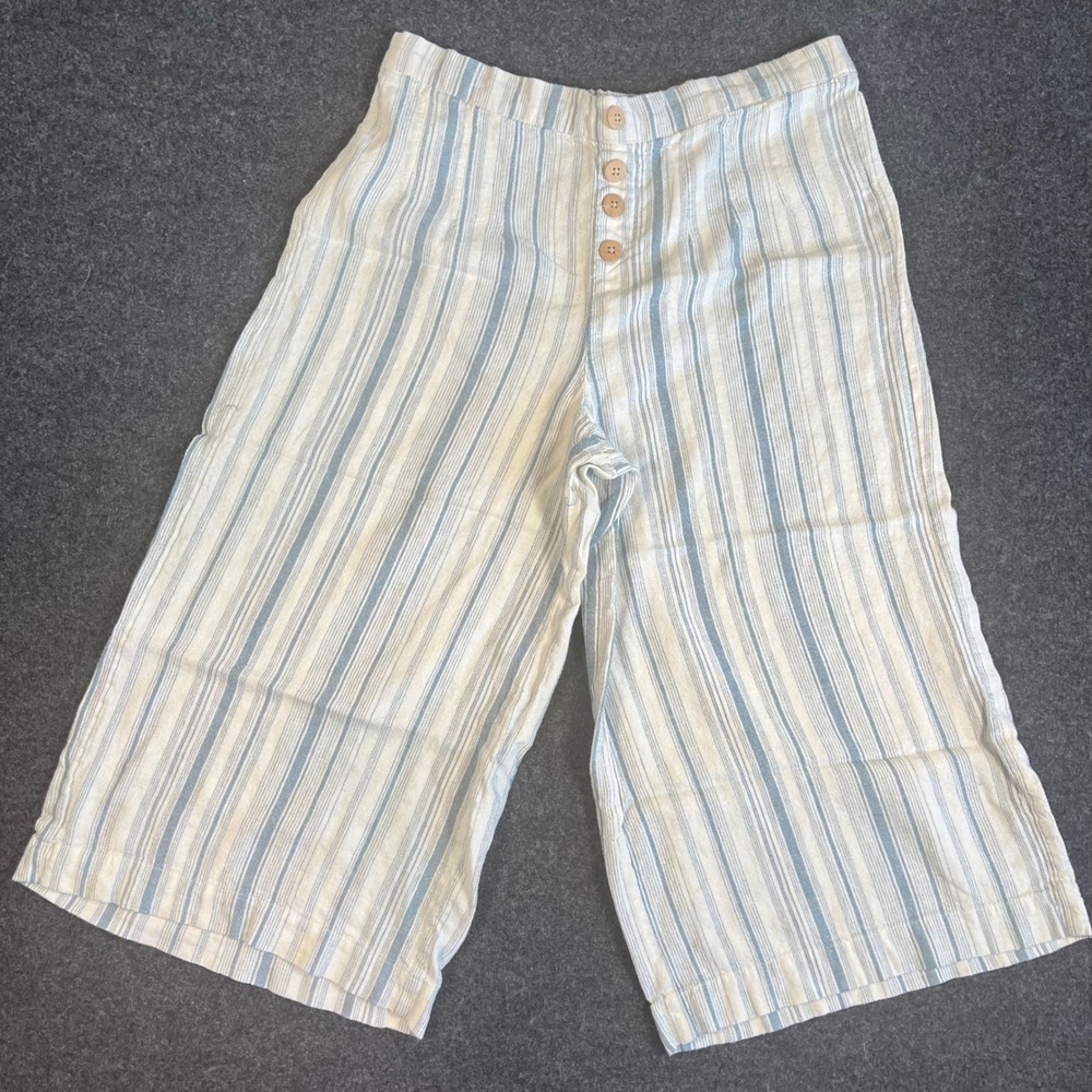 ⭐️3 for $30Vanilla Star Blue White Striped Beachy Wide Leg Crop Pants Size L